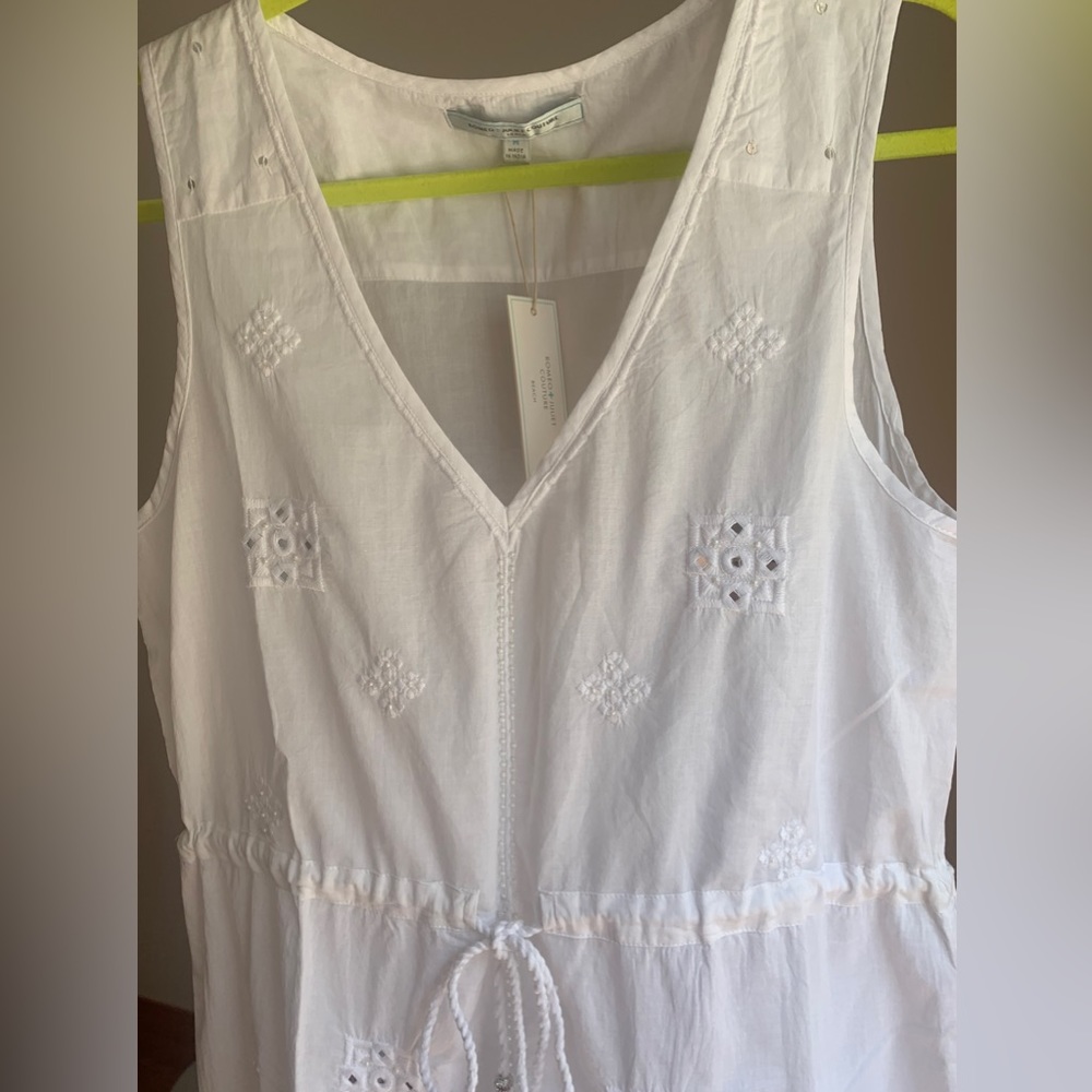 Swimwear White Cotton Dress/Cover Up,Sz M